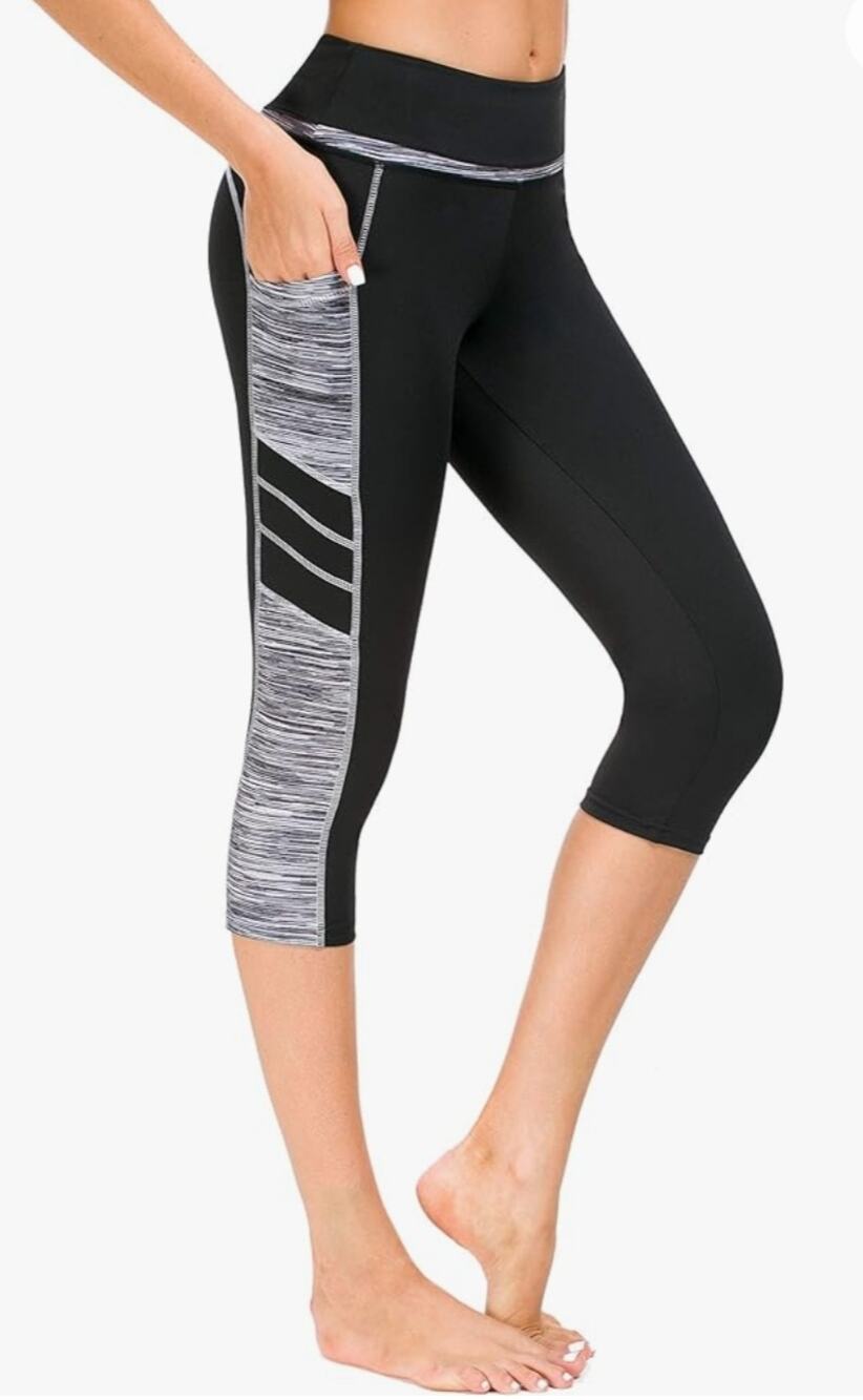 Neon Sweets Black Gray Camo Side Design w. Pockets Leggings Yoga Capri Pants